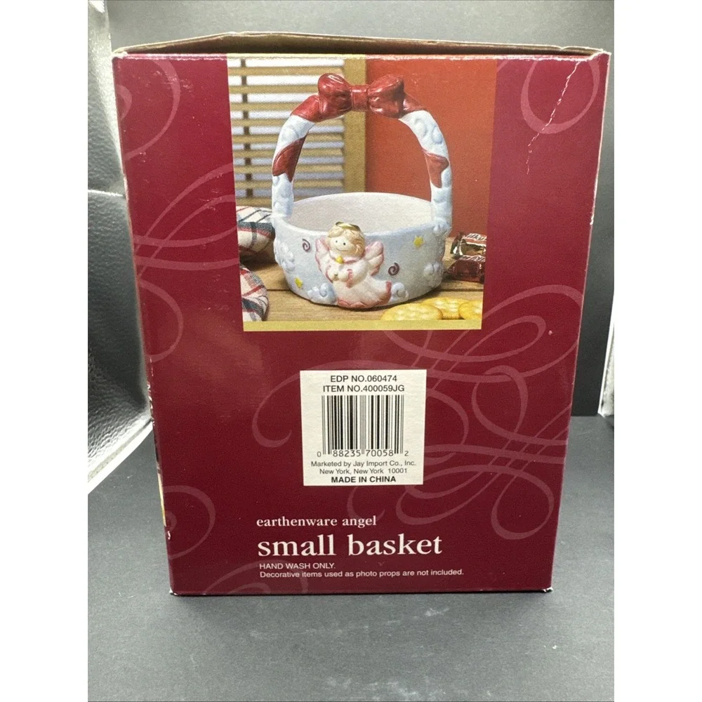 Holiday at Home Classic Solutions Earthenware Angel Christmas Small‎ Basket